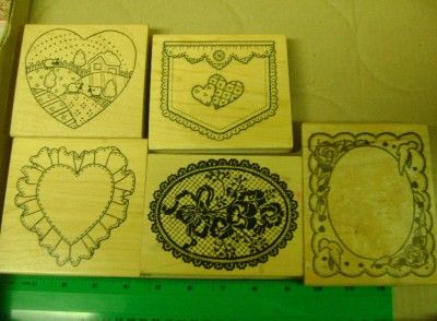 Very Large Stamps Country Farm Heart Ruffled Pocket Lace Oval Frame 