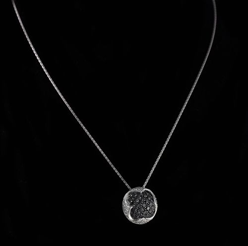   salavetti 18k white gold diamond pendant necklace made in italy 18