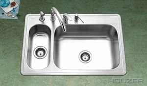 Houzer Legend LHD 3322 1 33 X 22 80/20 Double Bowl SS Kitchen Sink 