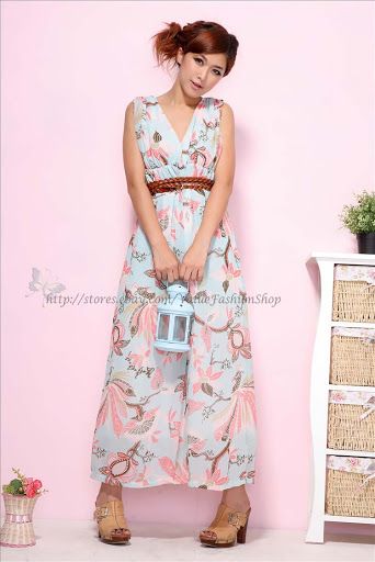   Womens V Neck Floral Empire Flower Long Maxi Summer Sun Dress XS M