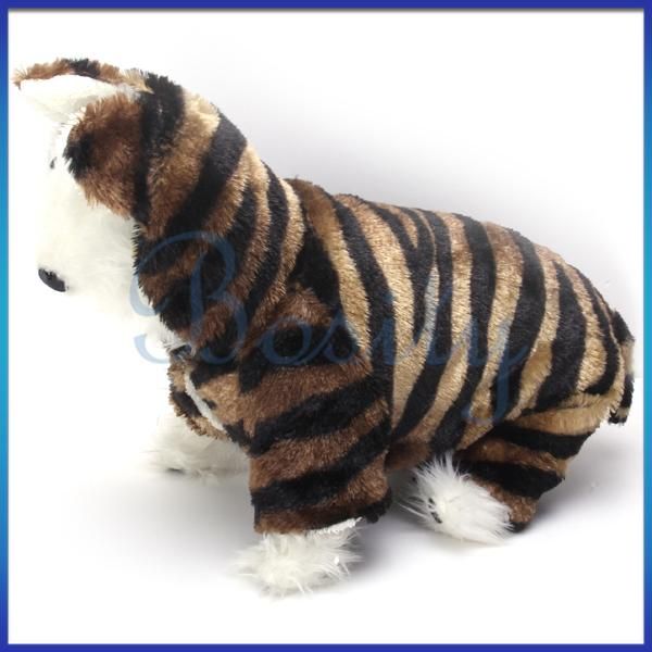 Pet Dog Tiger Costume Hoodie Hooded Coat Jumpsuit Clothes Apparel Warm 