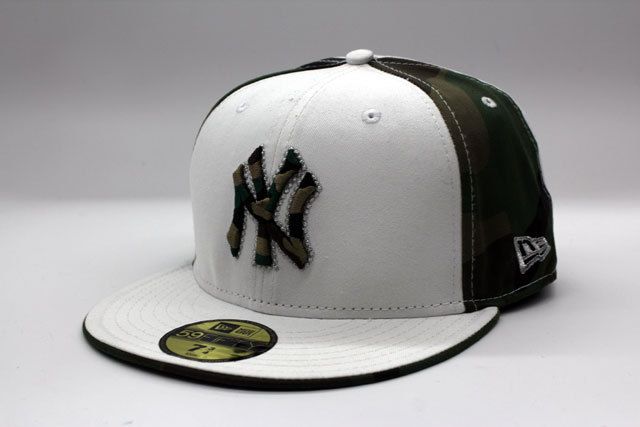 New York Yankees White Green Camo Custom Authentic MLB New Era Fitted 
