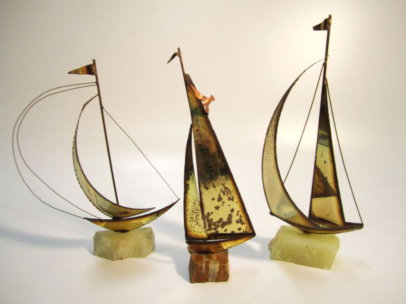 Vtg Mario Jason Sailboat Sculptures mid century boat  