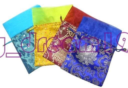 50PCS HANDMADE GORGEOUS CHINESE SILK&VOILE BAGS  