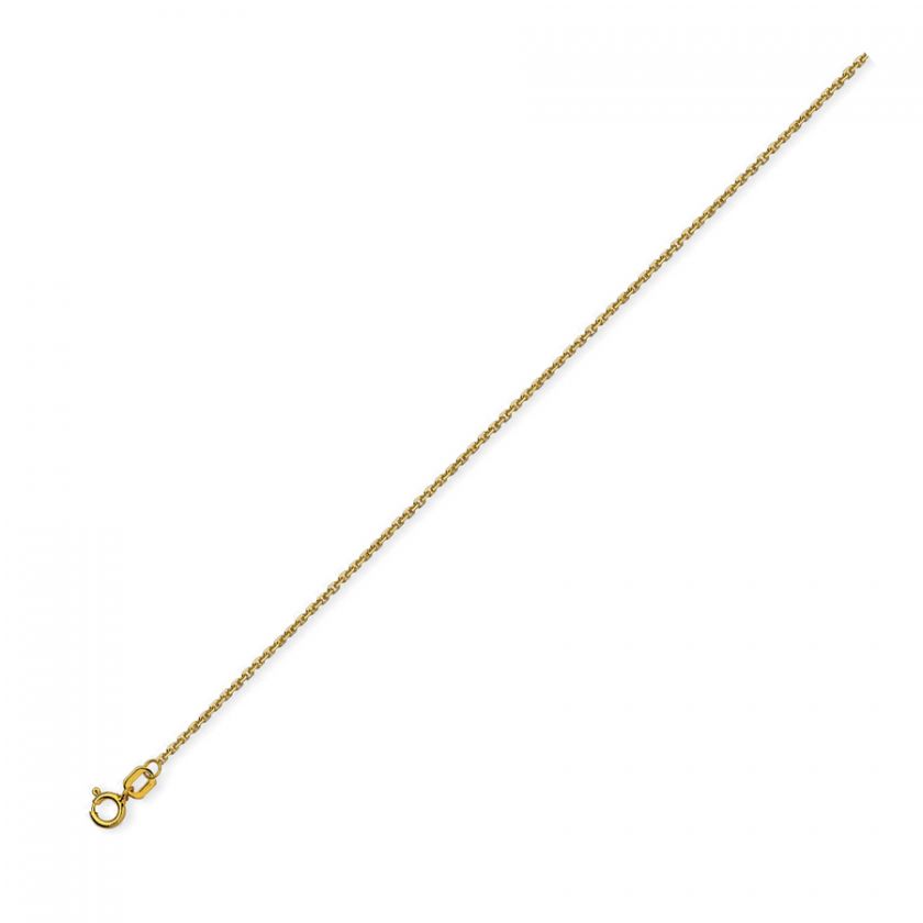 14K Yellow Gold Diamond Cut Cable Chain Necklace 0.8mm 16 Inches New 