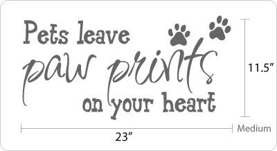pets leave paw prints on your heart vinyl wall decal available sizes