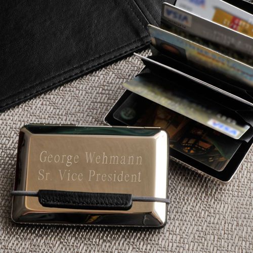 Silver Plated & Leather Credit Card I.D. Holder Wallet  