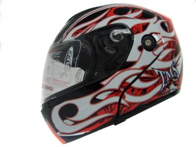   /Red/White Flip Up Modular Full Face Motorcycle Helmet Street DOT ~ L