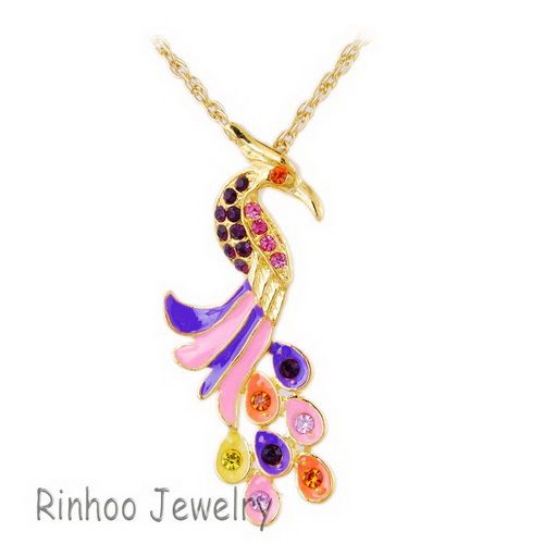   Rhinestone Crystal Golden Sweater Chain Long Pendant Necklaces  