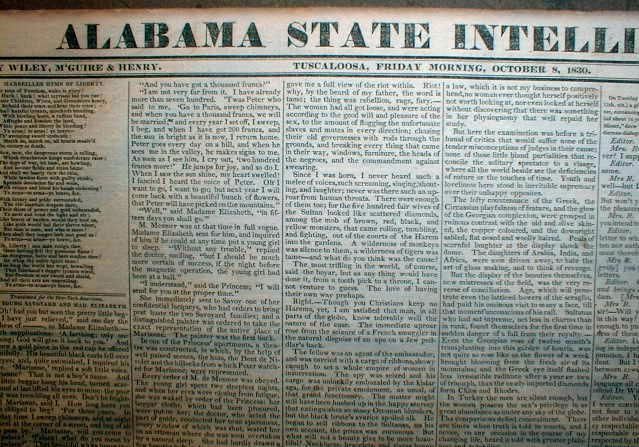   TUSCALOOSA Alabama newspaper CHEROKEE INDIAN REMOVAL Trail of Tears