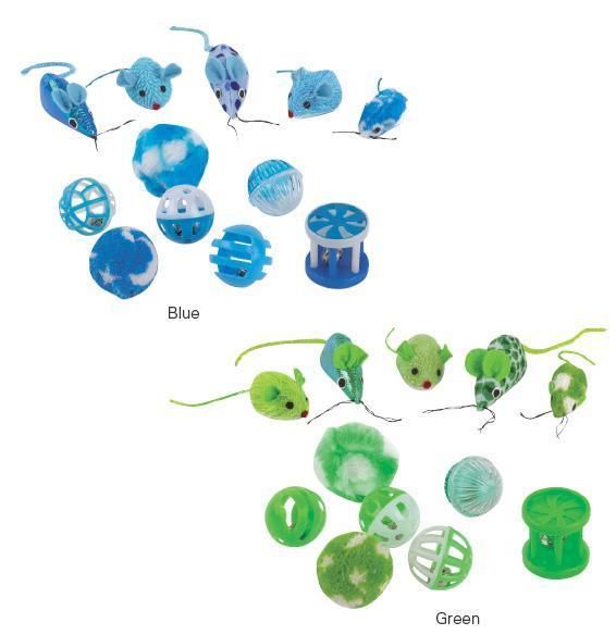   VALUE PACK   Assorted Colors Mice Balls Bells Bulk 12 Cat Toys  