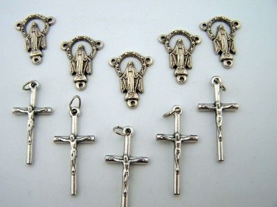 Crucifix Miraculous Mary Cross Rosary Silver P Lot 10  