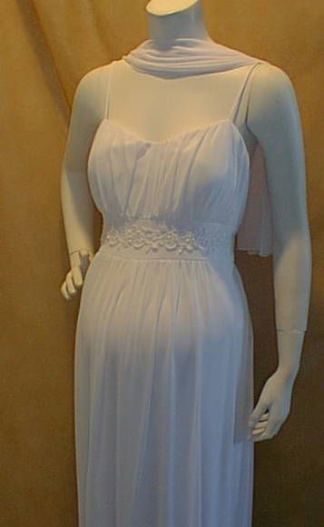 New Long White Maternity Wedding Dress XL Bridal Trim  