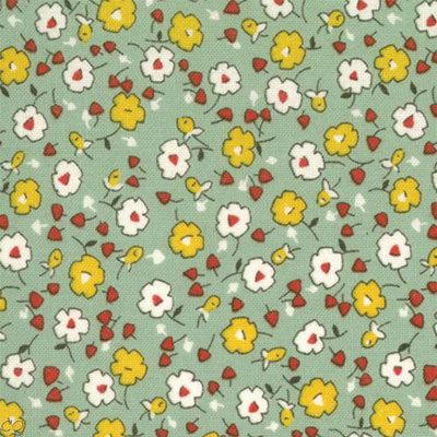 Moda American Jane Happy Campers Picnic Calico Green Fat Quarter FQ 