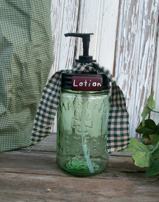 Vintage Antique Style Green Pint Mason Jar Lotion Dispenser