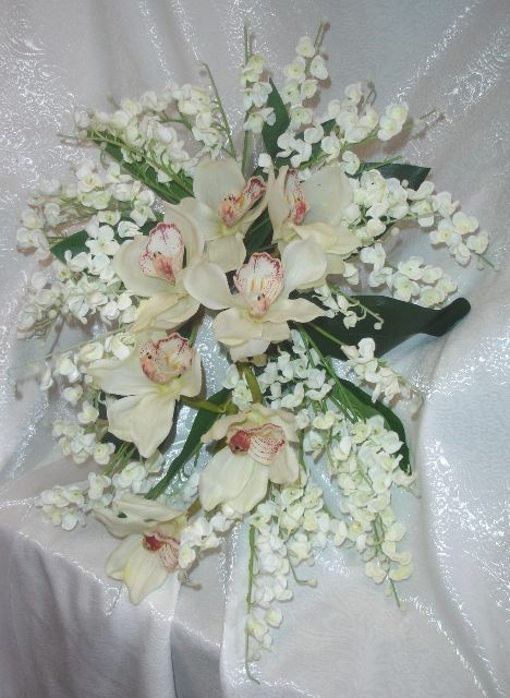   Lily of the Valley Cascade BRIDAL BOUQUET Silk Wedding Flowers  